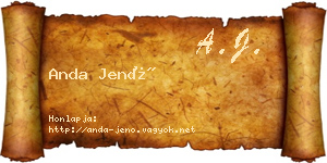 Anda Jenő névjegykártya